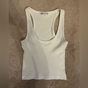 Zara Cream Ribbed Tank Top